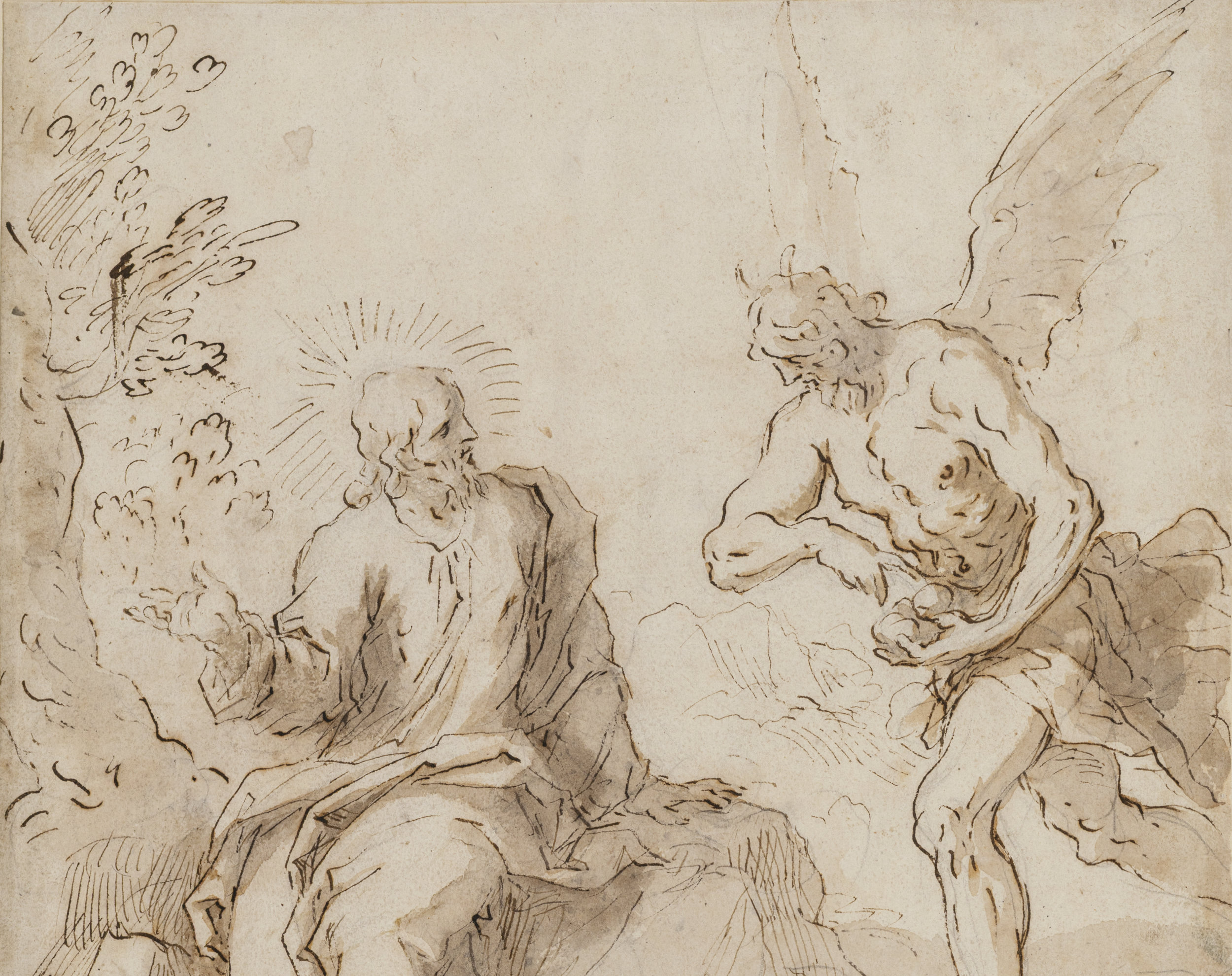 Palma il Giovane, disegno raffigurante Cristo tentato dal diavolo
